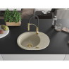 Mexen Kevin 1-bowl granite sink with drainer and Aster kitchen faucet, beige - 6517-69-73450-57-G