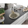 Mexen Kevin 1-bowl granite sink with drainer and Aster kitchen faucet, beige - 6517-69-73450-57-B