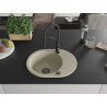 Mexen Kevin granite single-bowl sink with drainer and Aster kitchen faucet, beige - 6517-69-73450-70-B