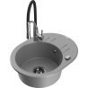 Mexen Kevin 1-compartment granite sink with a drip tray and kitchen mixer tap Aster, Grey - 6517-71-73450-07-B