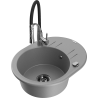 Mexen Kevin granite kitchen sink 1-bowl with drainer and kitchen faucet Aster, gray - 6517-71-73450-07-B
