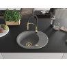 Mexen Kevin granite kitchen sink 1-bowl with drainer and Aster kitchen faucet, gray - 6517-71-73450-57-G
