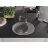 Mexen Kevin granite single-bowl sink with drainer and Aster kitchen faucet, gray - 6517-71-73450-57-G