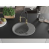 Mexen Kevin granite kitchen sink 1-bowl with drainer and kitchen faucet Aster, gray - 6517-71-73450-57-B