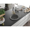 Mexen Kevin granite kitchen sink 1-bowl with drainer and kitchen faucet Aster, gray - 6517-71-73450-57-B