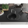 Mexen Kevin granite kitchen sink 1-bowl with drainer and kitchen faucet Aster, black/silver metallic - 6517-73-73450-07-B