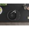 Mexen Kevin granite kitchen sink 1-bowl with drainer and kitchen faucet Aster, black/silver metallic - 6517-73-73450-07-B