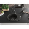 Mexen Kevin granite kitchen sink 1-bowl with drainer and kitchen faucet Aster, black/gold metallic - 6517-75-73450-07-B