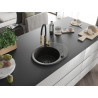Mexen Kevin 1-Bowl Granite Kitchen Sink with Drainer and Aster Faucet, Black/Gold Metallic - 6517-75-73450-57-B