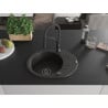 Mexen Kevin granit kitchen sink 1-bowl with drainer and Aster kitchen faucet, black/gold metallic - 6517-75-73450-70-B