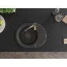Mexen Kevin granite sink 1-bowl with drainer and kitchen faucet Aster, speckled black - 6517-76-73450-57-B