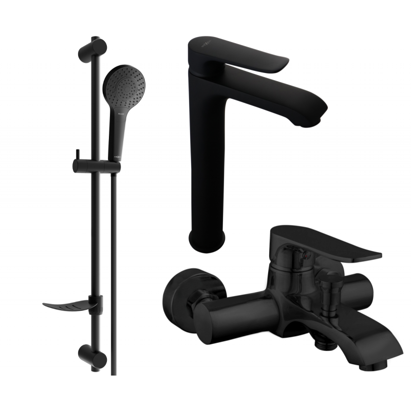 Mexen Pecos DF05 bathtub set, Black - 72713DF05-70