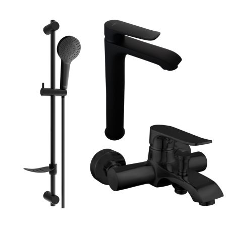 Mexen Pecos DF05 bath set, black - 72713DF05-70