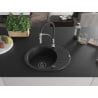 Mexen Kevin 1-bowl granite sink with drainer and Aster kitchen faucet, black - 6517-77-73450-07-B