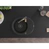 Mexen Kevin granite sink 1-bowl with drainer and kitchen tap Aster, black - 6517-77-73450-57-B
