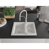 Mexen Carlos 1.5-Bowl Granite Sink with Aster Kitchen Faucet, White - 6518-20-73450-02