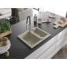 Mexen Carlos 1.5-bowl granite sink with Aster kitchen faucet, beige - 6518-69-73450-07