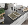 Mexen Carlos granite 1.5-bowl kitchen sink with Aster faucet, beige - 6518-69-73450-07-B