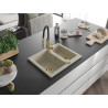 Mexen Carlos 1.5-bowl Granite Kitchen Sink with Aster Faucet, Beige - 6518-69-73450-57-G