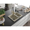 Mexen Carlos 1.5-bowl granite sink with Aster kitchen faucet, beige - 6518-69-73450-57-B