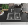 Mexen Carlos granite sink 1.5-bowl with Aster kitchen faucet, gray - 6518-71-73450-07