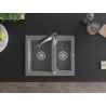 Mexen Carlos 1.5-bowl granite sink with Aster kitchen tap, grey - 6518-71-73450-07
