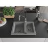 Mexen Carlos 1.5-bowl Granite Sink with Aster Kitchen Tap, Grey - 6518-71-73450-07-B