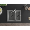Mexen Carlos granite sink 1.5-bowl with Aster kitchen faucet, gray - 6518-71-73450-07-B