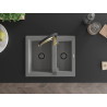 Mexen Carlos 1.5-bowl granite sink with Aster kitchen faucet, gray - 6518-71-73450-57-B
