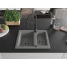 Mexen Carlos granite sink 1.5-bowl with Aster kitchen tap, grey - 6518-71-73450-70-B