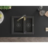 Mexen Carlos 1.5-bowl granite sink with Aster kitchen faucet, black speckled - 6518-76-73450-57-B