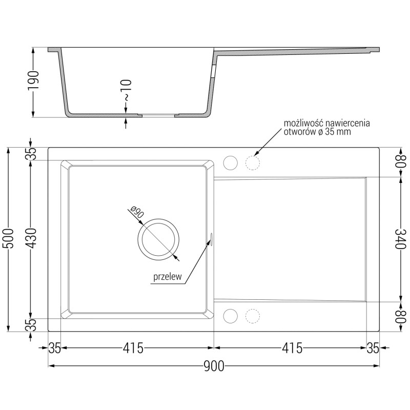 Mexen Leo granite sink 1-bowl with drainer and Flora kitchen faucet, white - 6501-20-670401-57-G