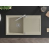 Mexen Leo 1-bowl granite sink with drainer and Flora kitchen faucet, beige - 6501-69-670401-00