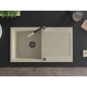 Mexen Leo single-bowl granite sink with drainer and Flora kitchen tap, beige - 6501-69-670401-07-B