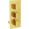 Mexen Cube 3-outlet thermostatic bathtub and shower mixer tap, Gold - 77503-50