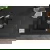 Mexen Matias 1.5-compartment granite sink with a drip tray and kitchen mixer tap Flora, Black/Silver - 6502-73-670401-00