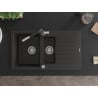 Mexen Matias 1.5-bowl granite sink with drainer and Flora kitchen tap, black/gold metallic - 6502-75-670401-07