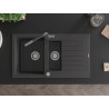 Mexen Matias granite sink 1.5-bowl with drainer and Flora kitchen faucet, black speckled - 6502-76-670401-08