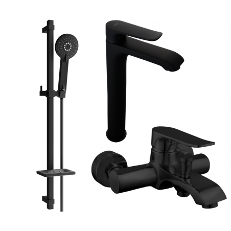 Mexen Pecos DQ40 bathtub set, Black - 72713DQ40-70