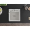 Mexen Vito 1-bowl granite sink with Flora kitchen tap, white - 6503-20-670401-00