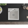 Mexen Vito single-bowl granite sink with Flora kitchen faucet, white - 6503-20-670401-02
