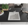 Mexen Vito granite kitchen sink 1-bowl with Flora faucet, white - 6503-20-670401-07