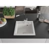 Mexen Vito granite kitchen sink 1-bowl with Flora kitchen faucet, white - 6503-20-670401-07