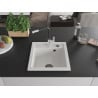 Mexen Vito granite 1-bowl kitchen sink with Flora tap, white - 6503-20-670401-07-B