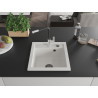 Mexen Vito granite kitchen sink 1-bowl with Flora kitchen faucet, white - 6503-20-670401-07-B