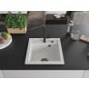 Mexen Vito granite sink 1-bowl with Flora kitchen faucet, white - 6503-20-670401-70-B