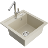 Mexen Vito 1-bowl granite kitchen sink with Flora faucet, beige - 6503-69-670401-00