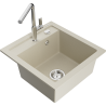 Mexen Vito granite kitchen sink 1-bowl with Flora kitchen faucet, beige - 6503-69-670401-00