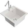 Mexen Vito granite kitchen sink 1-bowl with kitchen faucet Flora, white - 6503-20-670401-00