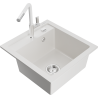 Mexen Vito 1-compartment granite sink with a kitchen mixer tap Flora, White - 6503-20-670401-02